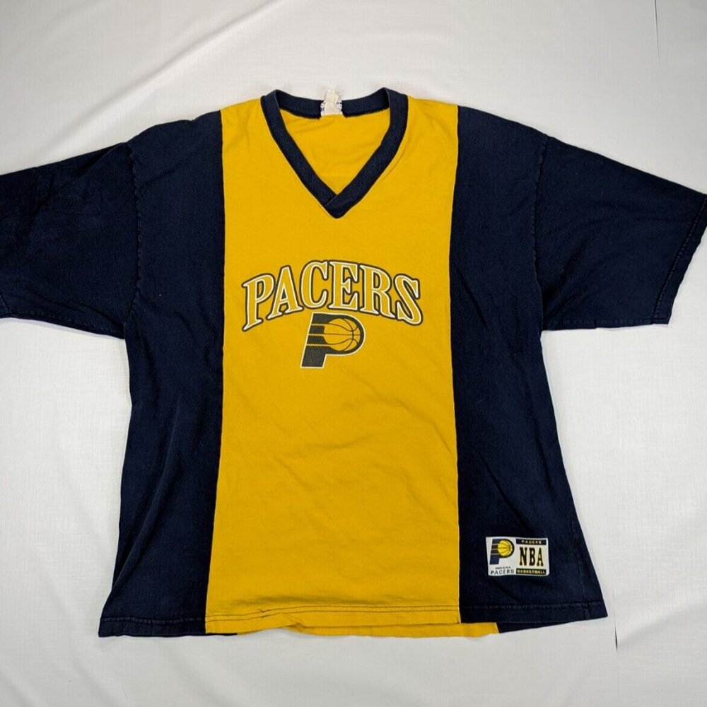 Vintage Indiana Pacers True Fan Genuine Merchandise V-Neck Cotton Shirt XL